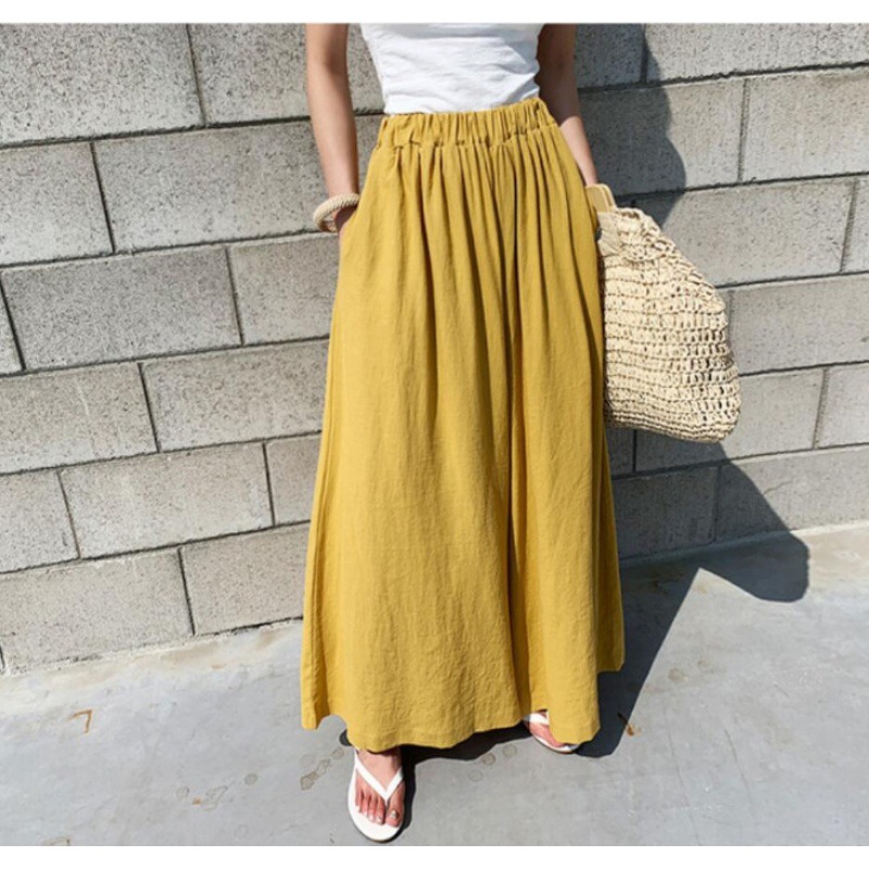 Fashionable Pure Color Linen W - Linen Pant Wide 评论和价格