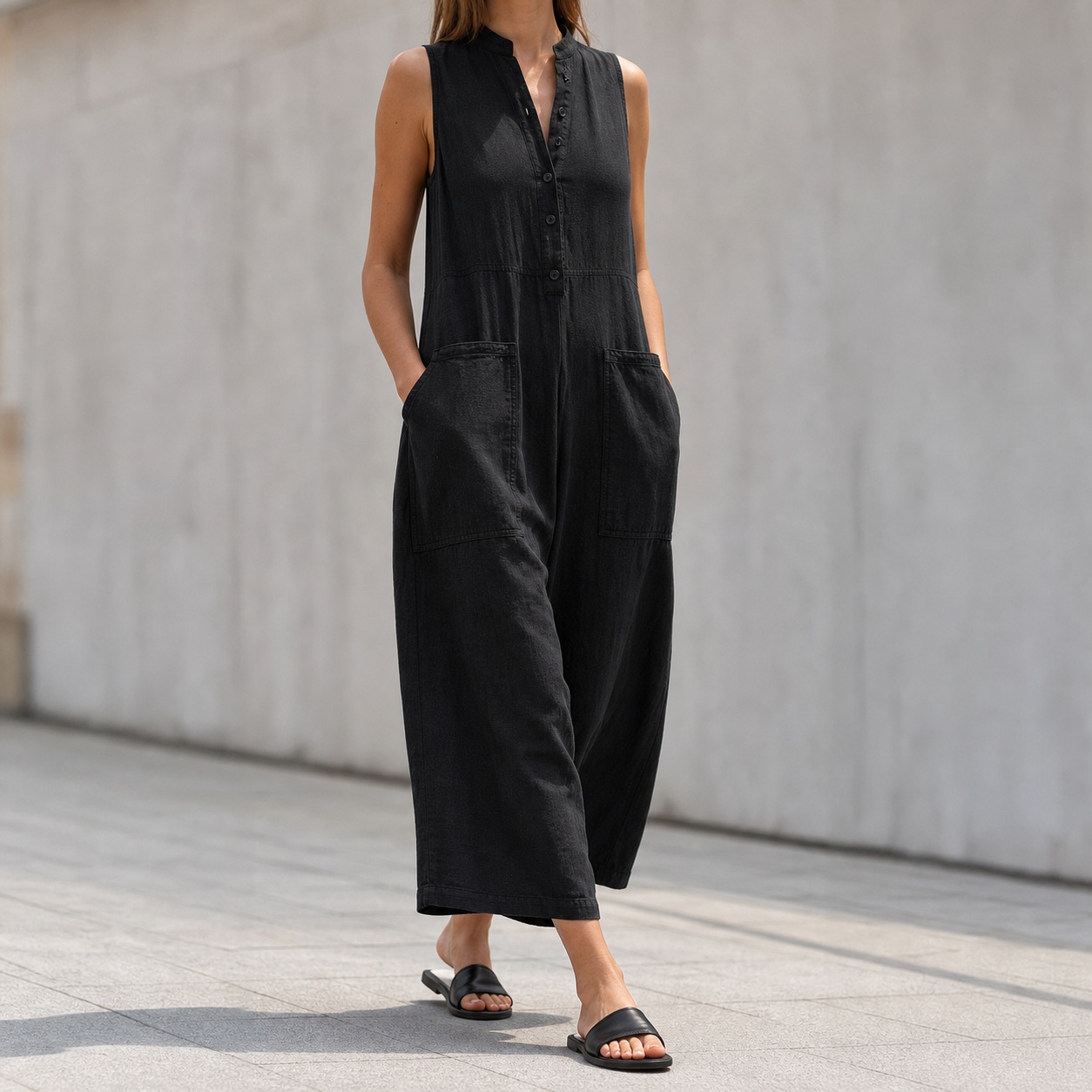 Women's And Woman Sleeveless M - Jumpsuit Linen Relaxed 评论和价格
