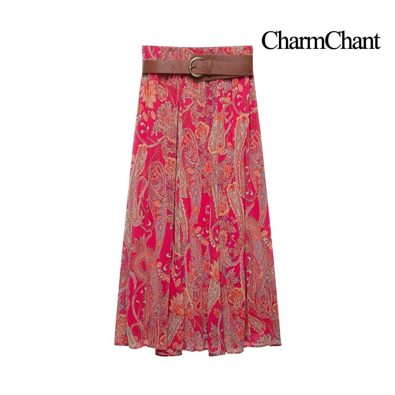 CHARMCHANT Women's Paisley Pri - Midi Skirt Floral 评论和价格
