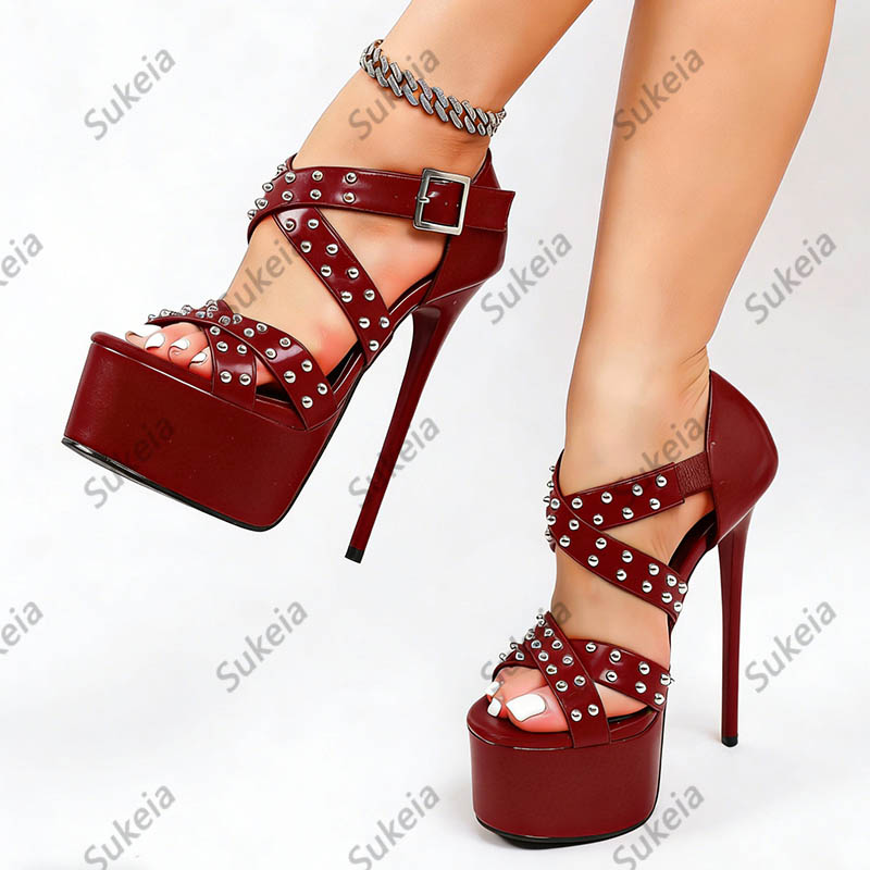 Handmade Women's Studded Platf - Sandal Strappy Heeled 评论和价格